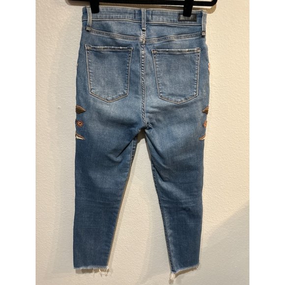 Abercrombie & Fitch Simone High Rise Ankle 27W Floral Embroidered Denim Jeans - Picture 5 of 15